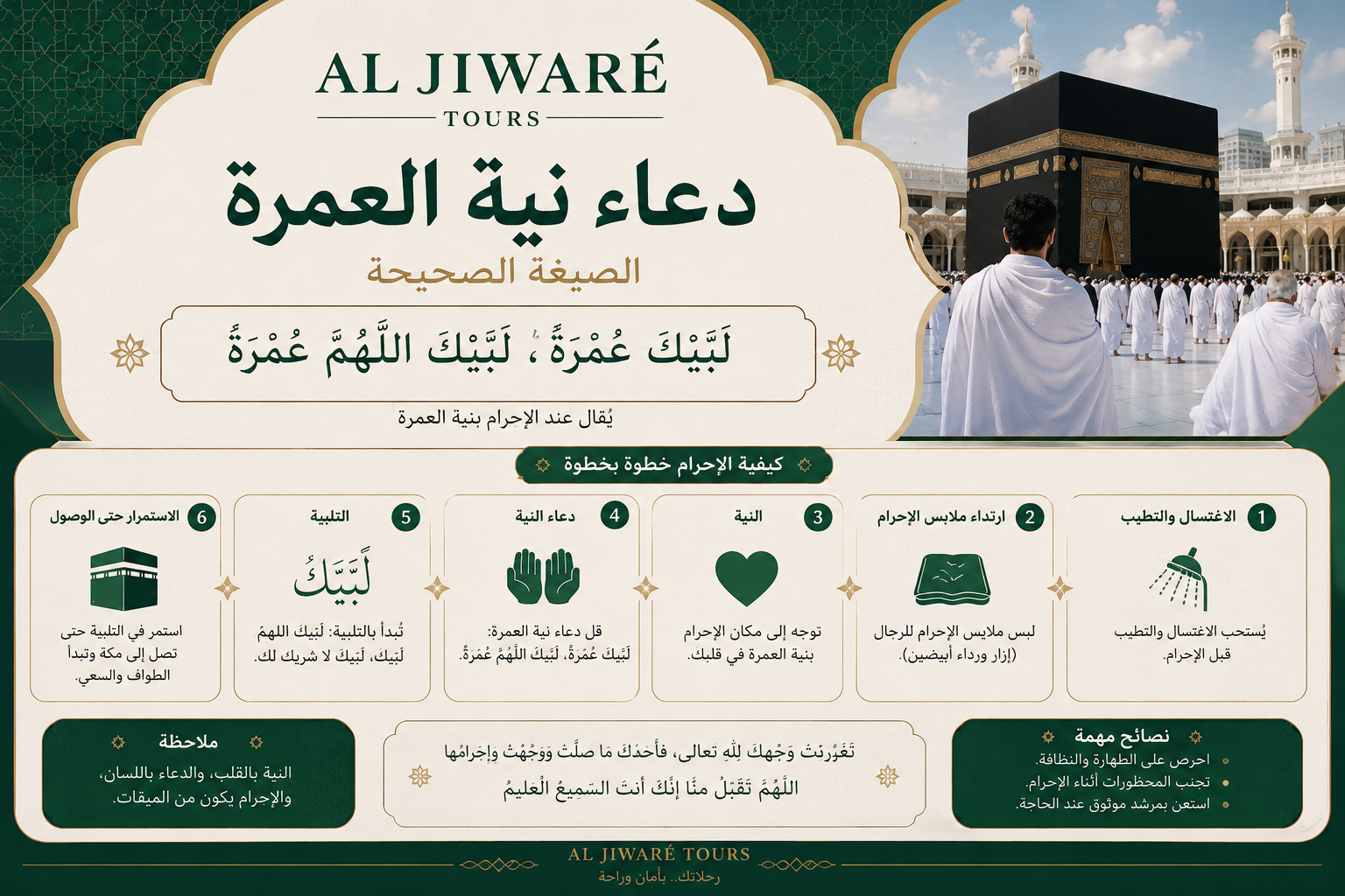 دعاء نية العمرة: الصيغة الصحيحة ودليل كيفية الإحرام خطوة بخطوة | منصة الجوار